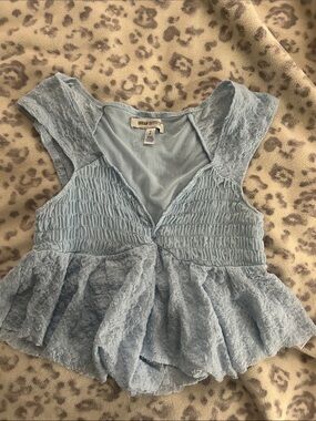 Urban Outfitters Pale Blue Lace Peplum Camisole